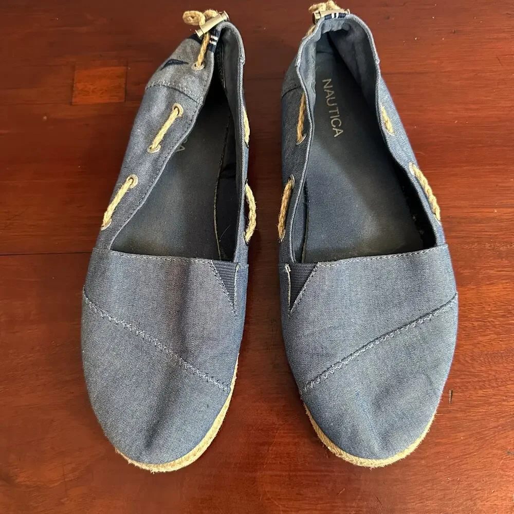 Nautica Slip On Solid Blue Rudder Espadrilles Shoes Summer 10 Coastal Beach